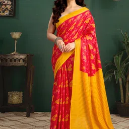 Sangria Abstract Printed Saree With Unstitched Blouse Piece image 3