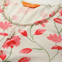 Indo Era Floral Printed Regular Pure Cotton Kurta with Trousers & With Dupatta image 4