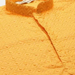 RAJUBHAI HARGOVINDAS Men Yellow Cotton Embroidered Chikankari Kurta image 4
