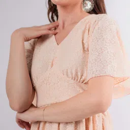 Stylecast X Hersheinbox Flutter Sleeve Lace A-Line Midi Dress image 5
