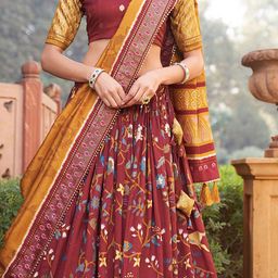 JULEE Floral Printed Ready To Wear Lehenga & Unstitched Blouse With Dupatta image 2