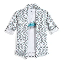CHARCHIT Boys Printed Lapel Shrug With T-shirt-image-76