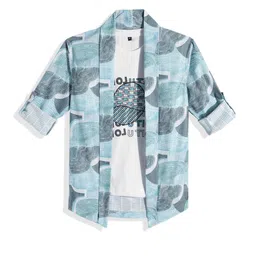 CHARCHIT Boys Printed Lapel Shrug With T-shirt-image-78