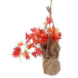 PolliNation Orange Set of 2 Artificial Maple Creeper Bonsai With Jute Bag image 2