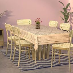 Kuber Industries Beige Self-Design 6-Seater Rectangular Table Cover image 5
