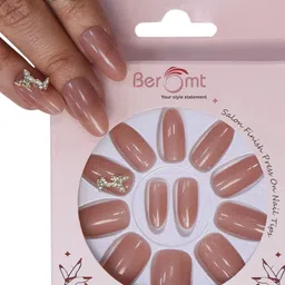 BEROMT 12 Pcs Long-Lasting Reusable Lightweight Salon Finish Press on Nail Tips- Shade 740-image-73