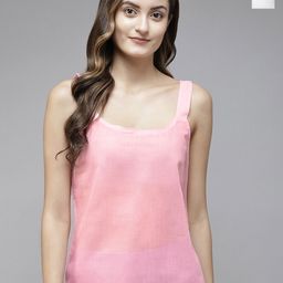 ADA Women Pink & White Pack of 2 Cotton Solid ShortHandloom Camisoles-image-17