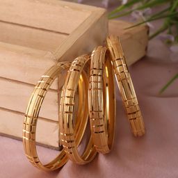 Zeraki Jewels Vidya Set Of 4 Gold-Plated Textured Bangles image 4