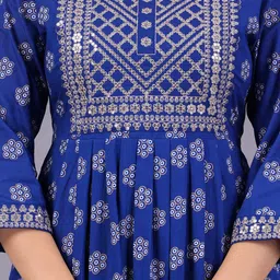 NEW4U Floral Embroidered Sequinned Kurta with Palazzos & With Dupatta image 3