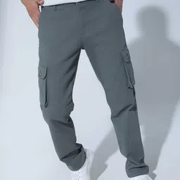 Hubberholme Men Grey Stretchable Slim Fit Solid Cargos-image-70