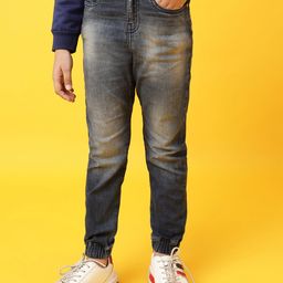 TALES & STORIES Boys Mid-Rise Clean Look Heavy Fade Cotton Jogger Jeans-picture-6