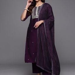 Gerua By Libas Women Floral Yoke Design Regular Kurta with Trousers & With Dupatta image 4