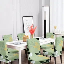 Cortina Green 6 Pieces Floral Printed Dining Chair Covers-14