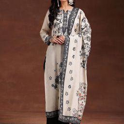 Libas Floral Printed Regular Kurta with Trousers & Dupatta image 3