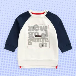 mothercare Infant Boys White & Navy Blue Typography Printed Pure Cotton Sweatshirt-image-65