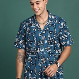 SHOWOFF Men Geometric Printed Cotton Premium Relaxed Fit Casual Shirt-image-58