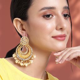 Peora Gold-Plated Crescent Shaped Chandbalis Earrings-5