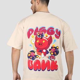 CHKOKKO Graphic Printed Cotton Round Neck Short Sleeves Oversized Applique Casual T-shirt-image-91