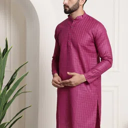 SOJANYA Checked Mandarin Collar Long Sleeves Straight Kurta image 2