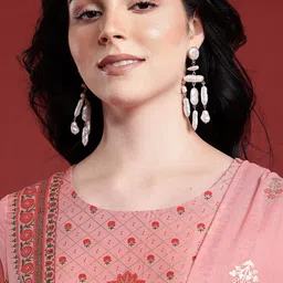 Anouk Floral Printed Kurta with Trousers & With Dupatta image 2