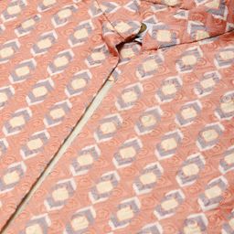 KISAH Men Peach & Cream-Coloured Kurta with Dhoti Pants & Nehru Jacket image 3