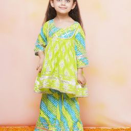 Aj DEZInES Girls Ethnic Motifs Printed Gotta Patti Pure Cotton A-Line Kurta & Sharara-picture-52