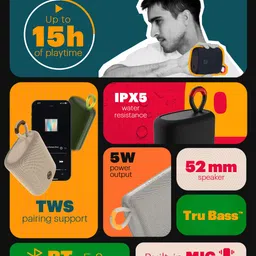 NOISE Vibe 2 5W Portable Wireless Bluetooth Speaker with Built-in Mic & 15H Playtime image 2