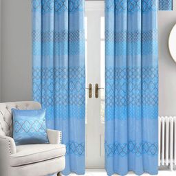 Saral Home Quite Velvet Set of 2 Lt.Blue Long Door Curtains-19