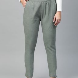 YASH GALLERY Women Grey Regular Fit Solid Trousers-image-98