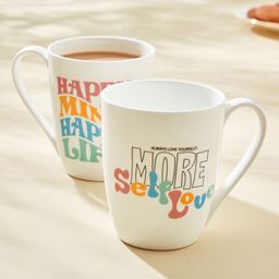 Home Centre White & Blue Text or Slogans Printed Glossy Mug 340 ml-54