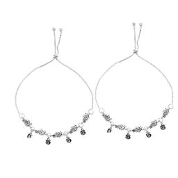 VOJ Silver-Plated Artificial Stones and Beads Anklet image 3