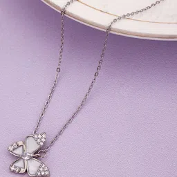 Carlton London Silver-Plated CZ Studded Butterfly Necklace-32