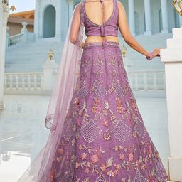 panchhi Embroidered Sequinned Semi-Stitched Lehenga & Unstitched Blouse With Dupatta image 4