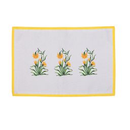 SEJ by Nisha Gupta Set of 4 Mustard & Green Printed Table Placemats image 4