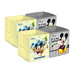 Kuber Industries Set Of 4 Disney Print Extra Large Foldable Organiser Cubes With Handle-30