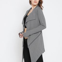 Hypernation Grey Solid Open Front Shrug image 3