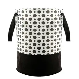 Kuber Industries Black & White Polka Dot Print Waterproof Canvas Laundry Bag 45 L-24