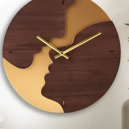 Home Centre Brown & Gold-Toned Printed Round Contemporary Wall Clock-21