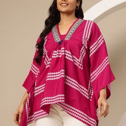 Sztori Plus Size Printed Kaftan Kurti image 3