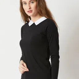 Miss Chase Women Black Solid Shirt Style Pure Cotton Top-image-75