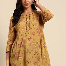 all about you Ethnic Motifs Print Mirror Work Tunic-picture-1