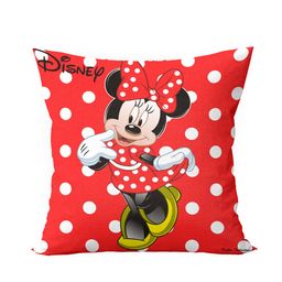 Kuber Industries Red & White Set of 4 Minnie Mouse Square Cushion Covers image 2