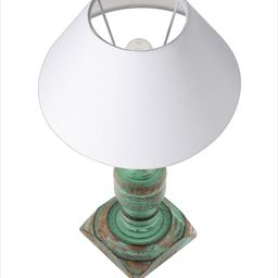Homesake Blue & Beige Solid French Trophy Handcrafted Table Lamp with Shade image 5