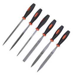 STANLEY BLACK+DECKER BDHT22148 174mm 6-Piece Steel Needle File Set for Smoothening Out Surfaces Ideal for Wood, Metal, Plastic ORANGE-BLACK-6