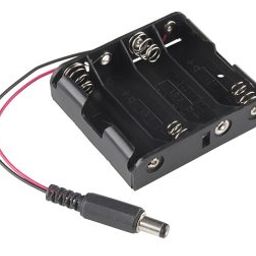 Black Plastic Storage Box Case Holder for Battery 4 X AA Cell Box, with DC Power Plug-40