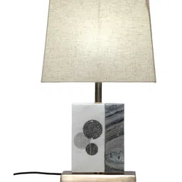 POSH-N-PLUSH Cream-Colored Solid Marble Table Lamp image 3