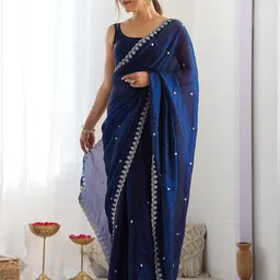 Anouk Embellished Sequinned Tissue Designer Saree image 3