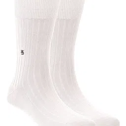 SockSoho Men White Solid Calf-Length Socks-36