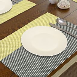 HOKIPO Set Of 6 Black & Yellow Striped Table Placemats image 5