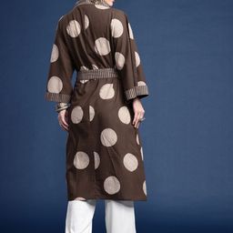 Taavi Block Print Legacy Geometric Printed Longline Tie-Up Shrug image 4